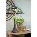 LumiLamp Table Lamp Tiffany Ø 47x60 cm Green Brown Glass Triangle Dragonfly