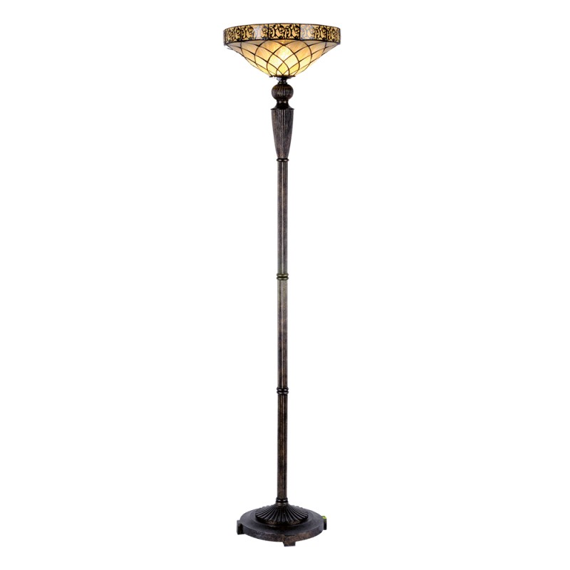 LumiLamp Tiffany Vloerlamp  Ø 41x179 cm Bruin Beige Glas Driehoek