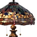 LumiLamp Table Lamp Tiffany Ø 42x64 cm Blue Brown Glass Triangle Dragonfly