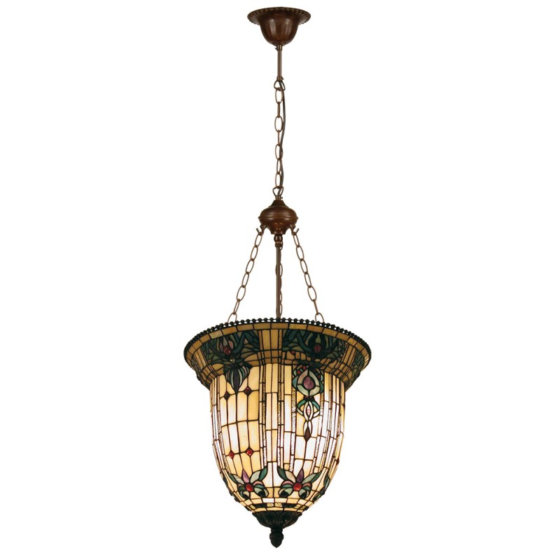 LumiLamp Pendant Lamp Tiffany Ø 41x126 cm Beige Brown Metal Glass