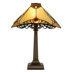 LumiLamp Lampada da tavolo Tiffany 36x36x50 cm  Marrone Beige Vetro Triangolo