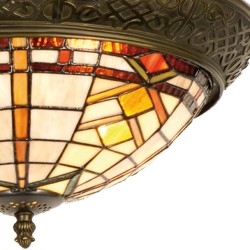 LumiLamp Ceiling Lamp Tiffany Ø 38x19 cm  Brown Beige Glass Triangle