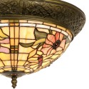 LumiLamp Ceiling Lamp Tiffany Ø 38x19 cm  Beige Pink Glass Triangle Flowers