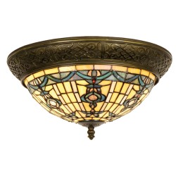 LumiLamp Ceiling Lamp Tiffany Ø 38x19 cm  Beige Blue Glass Triangle