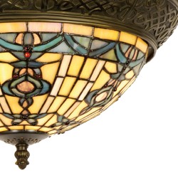 LumiLamp Ceiling Lamp Tiffany Ø 38x19 cm  Beige Blue Glass Triangle