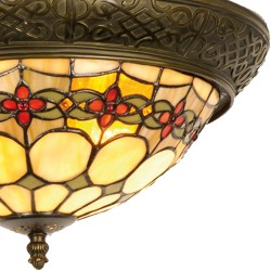 LumiLamp Ceiling Lamp Tiffany Ø 38x19 cm  Beige Red Glass Triangle Rose