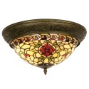 LumiLamp Lampe de plafond Tiffany Ø 38x19 cm  Rouge Vert Verre Triangle Rose