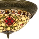 LumiLamp Lampe de plafond Tiffany Ø 38x19 cm  Rouge Vert Verre Triangle Rose