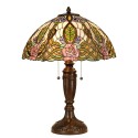 LumiLamp Lampada da tavolo Tiffany Ø 47x61 cm  Verde Rosa  Vetro Semicerchio Rosa