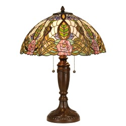 LumiLamp Lampada da tavolo Tiffany Ø 47x61 cm  Verde Rosa  Vetro Semicerchio Rosa