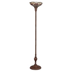 LumiLamp Floor Lamp Tiffany Ø 35x180 cm  Beige Red Glass Triangle Flowers