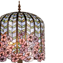 LumiLamp Lampada da tavolo Tiffany Ø 40x84 cm Blu Rosa  Vetro Rettangolo Fiori