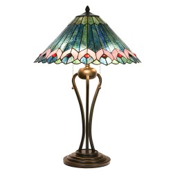 LumiLamp Table Lamp Tiffany Ø 48x73 cm Green Pink Glass Triangle