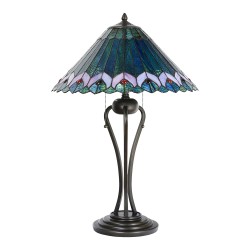 LumiLamp Lampe de table Tiffany Ø 48x73 cm Vert Rose Verre Triangle