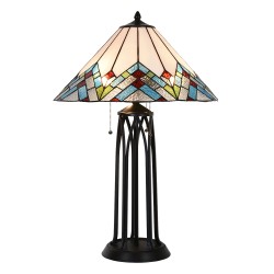 LumiLamp Lampe de table Tiffany Ø 51x75 cm  Beige Bleu Verre Triangle