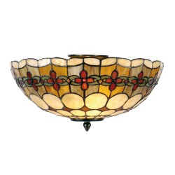 LumiLamp Ceiling Lamp Tiffany Ø 40x24 cm  Beige Red Metal Glass Semicircle Rose