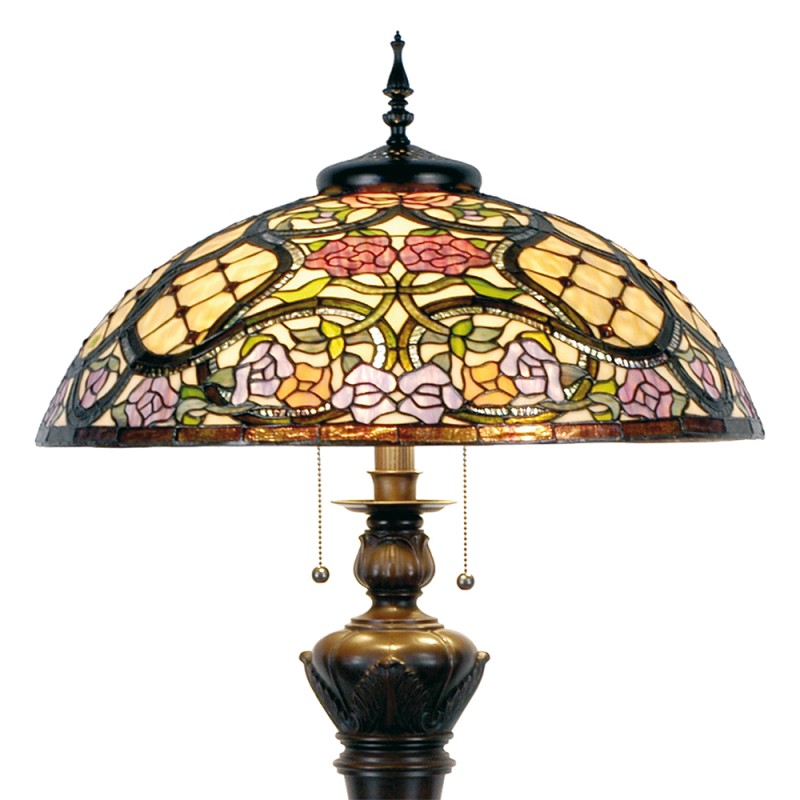 LumiLamp Tiffany Stehlampe Ø 55x150 cm  Beige Rosa Kunststoff Glas Halbkreis Blumen