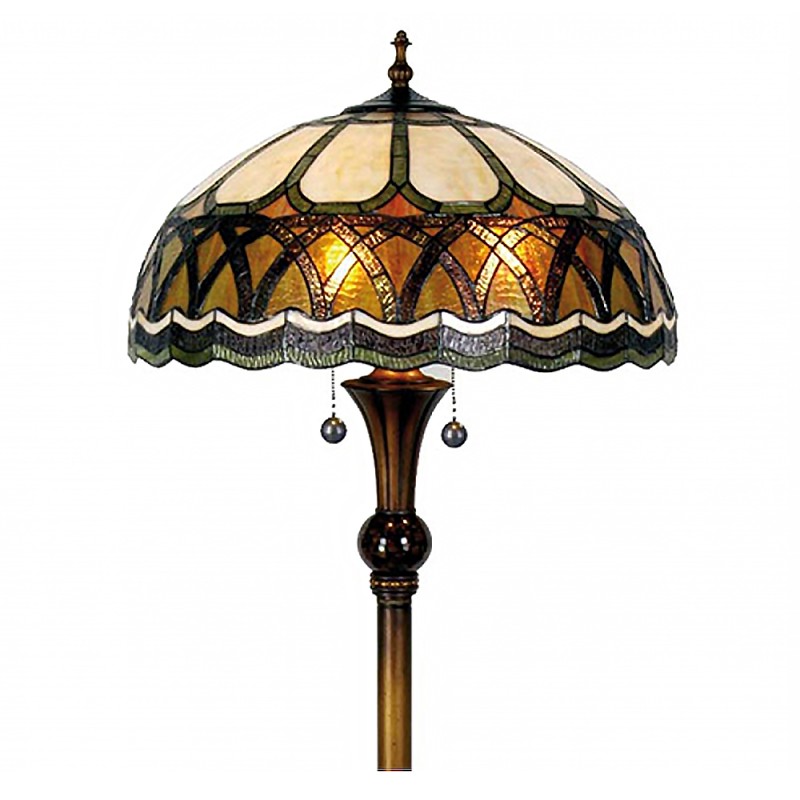 LumiLamp Lampadaire Tiffany Ø 56x164 cm  Marron Beige Verre Demi-cercle