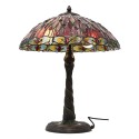 LumiLamp Lampada da tavolo Tiffany Ø 45x56 cm  Rosso Beige  Vetro Triangolo Libellula