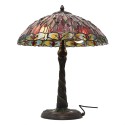 LumiLamp Table Lamp Tiffany Ø 45x56 cm  Red Beige Glass Triangle Dragonfly