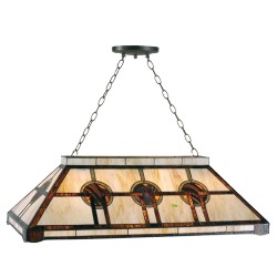 LumiLamp Lampada a Sospensione Tiffany 92x47x126 cm  Beige Marrone  Metallo Vetro Rettangolo