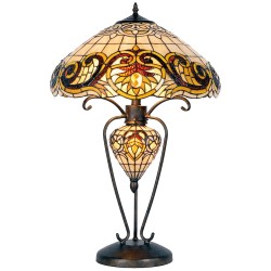LumiLamp Table Lamp Tiffany Ø 46x76 cm Yellow Glass Triangle