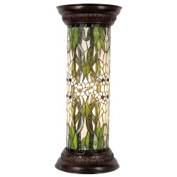 LumiLamp Column Tiffany Ø 31x78 cm  Green White Glass Round Flowers