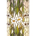 LumiLamp Säule Tiffany Ø 31x78 cm  Grün Weiß Glas Rund Blumen