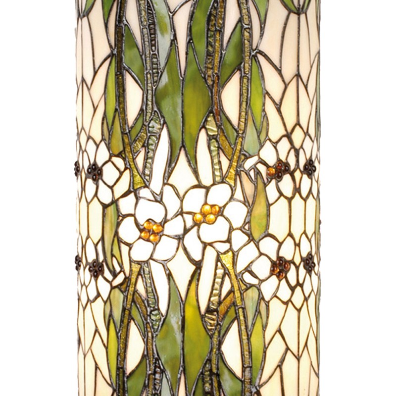 LumiLamp Column Tiffany Ø 31x78 cm  Green White Glass Round Flowers