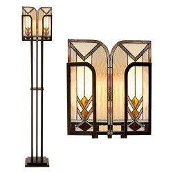 LumiLamp Lampadaire Tiffany 35x182 cm  Beige Marron Verre Rectangle