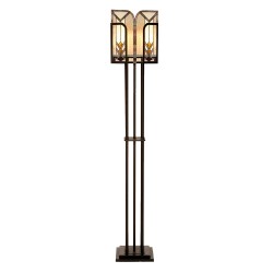 LumiLamp Tiffany Stehlampe 35x182 cm  Beige Braun Glas Rechteck