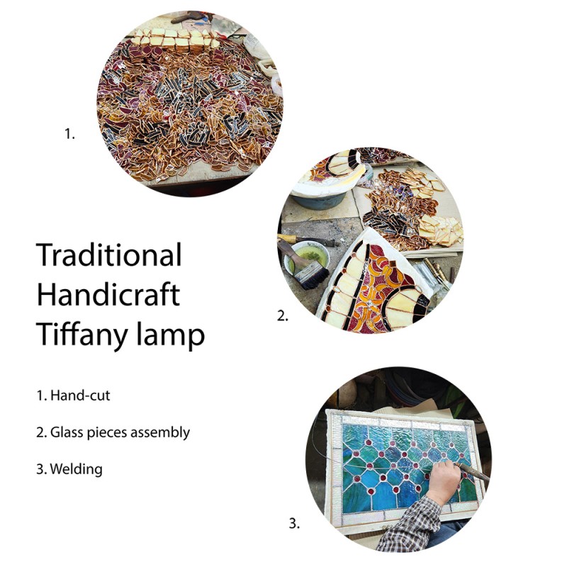 LumiLamp Lampshade Tiffany Ø 50x25 cm Beige Glass