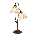 LumiLamp Lampe de table Tiffany Ø 33x61 cm Beige Marron Verre Fleurs