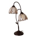 LumiLamp Lampe de table Tiffany Ø 33x61 cm Beige Marron Verre Fleurs