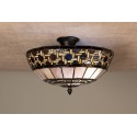 LumiLamp Lampada da soffitto Tiffany Ø 40x23 cm  Marrone Beige Metallo Vetro Semicerchio