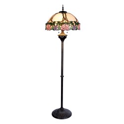 LumiLamp Tiffany Vloerlamp  Ø 50x164 cm  Roze Groen Glas Halfrond Roos