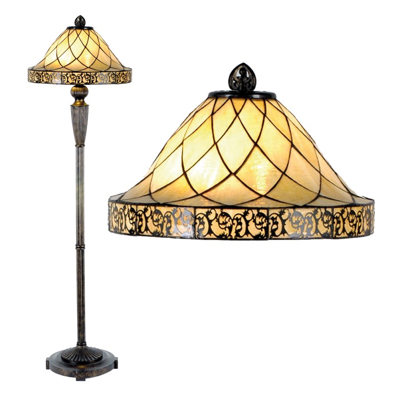 LumiLamp Tiffany Vloerlamp  Ø 46x168 cm  Beige Glas Driehoek