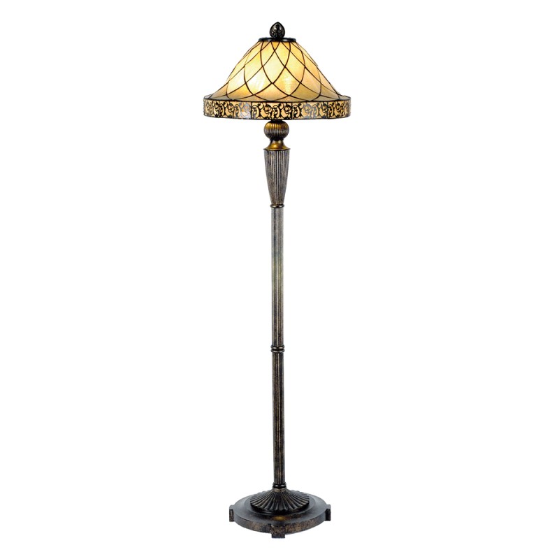 LumiLamp Floor Lamp Tiffany Ø 46x168 cm  Beige Glass Triangle