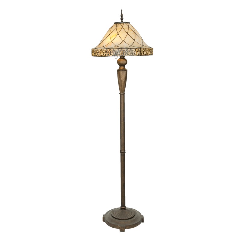 LumiLamp Lampada da terra Tiffany Ø 46x168 cm  Beige Vetro Triangolo