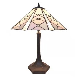 LumiLamp Lampada da tavolo Tiffany Ø 42x54 cm  Rosa Bianco Vetro Zinco