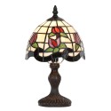 LumiLamp Table Lamp Tiffany Ø 18x30 cm Beige Red Glass Plastic Flowers