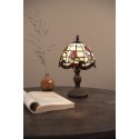 LumiLamp Table Lamp Tiffany Ø 18x30 cm Beige Red Glass Plastic Flowers