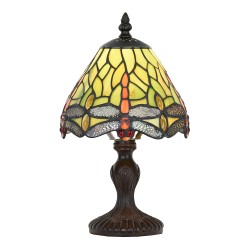 LumiLamp Table Lamp Tiffany Ø 18x30 cm Green Glass Plastic Dragonfly