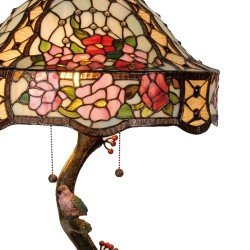 LumiLamp Lampada da tavolo Tiffany Ø 45x62 cm  Verde Rosa  Vetro Fiori