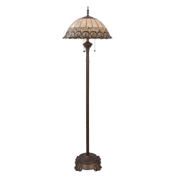 LumiLamp Lampadaire Tiffany Ø 50x165 cm  Beige Marron Métal Verre