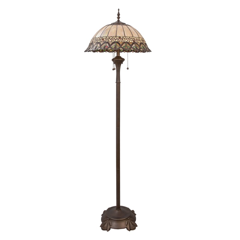 LumiLamp Lampada da terra Tiffany Ø 50x165 cm  Beige Marrone  Metallo Vetro