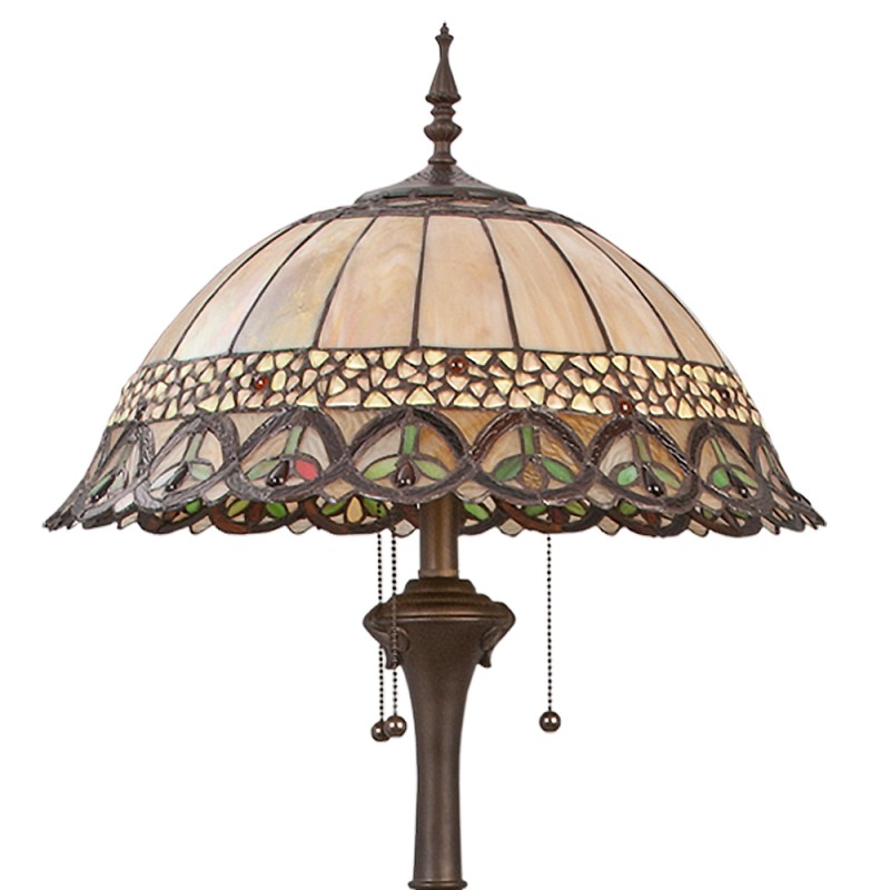 LumiLamp Lampada da terra Tiffany Ø 50x165 cm  Beige Marrone  Metallo Vetro