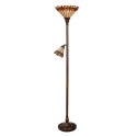 LumiLamp Floor Lamp Tiffany Ø 35 / Ø 14x176 cm Beige Red Metal Glass