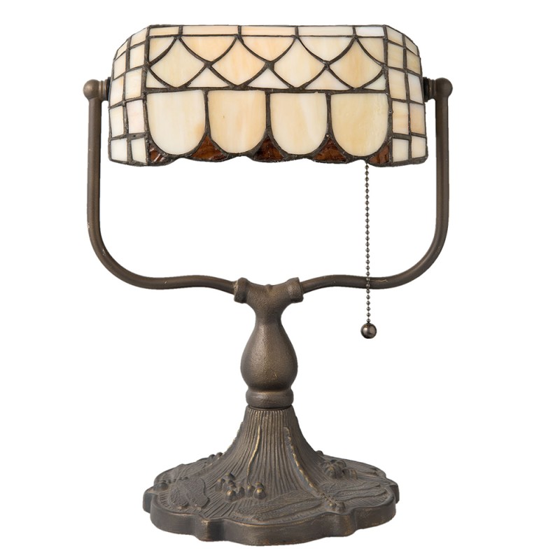 LumiLamp Lampe de table Tiffany 26x21x37 cm  Beige Marron Métal Verre