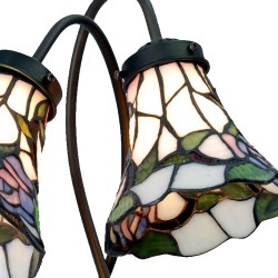 LumiLamp Lampada da tavolo Tiffany 34x28x47 cm  Bianco Marrone  Vetro Fiori